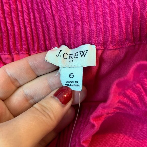 J.Crew Factory $70 Scalloped Linen Cotton Skirt Begonia Pink Size 6 AL195 - Picture 4 of 6